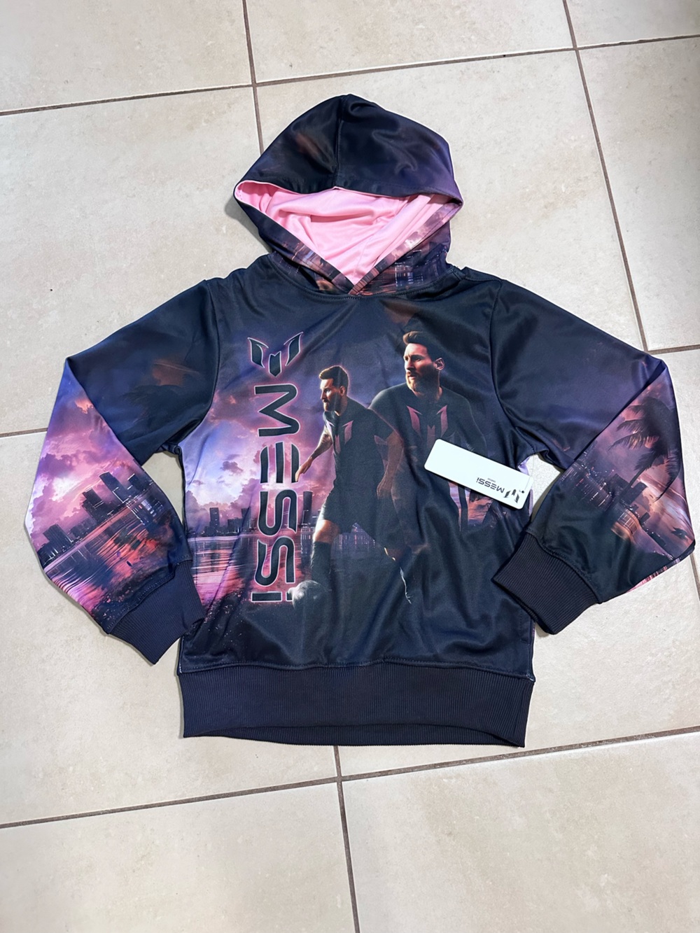 Kids' Pink and Black Graphic Hoodie